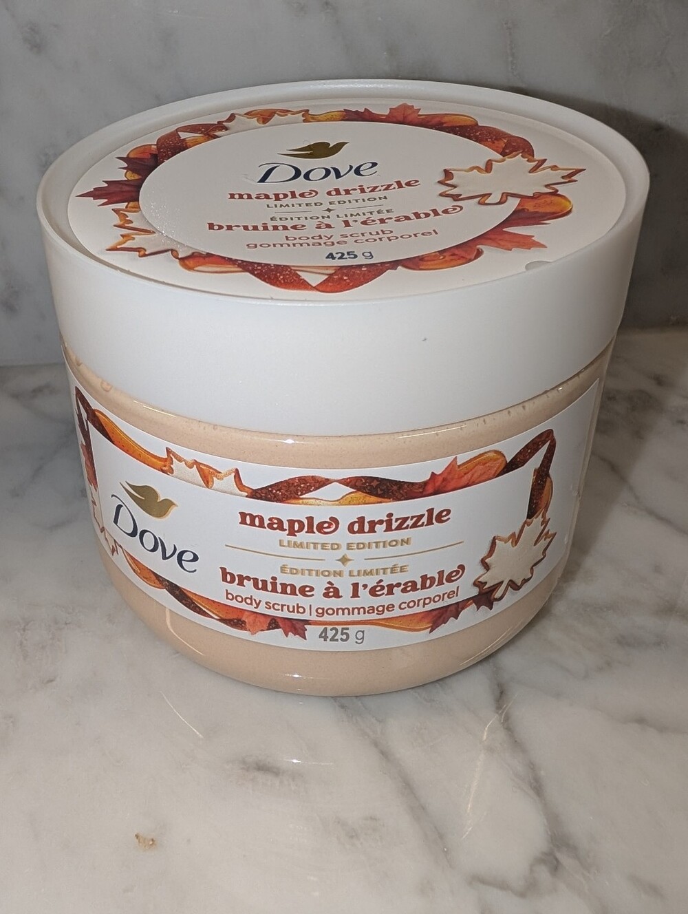 🆕 Dove Maple Drizzle Limited Edition Body Scrub - White & Brown Full Size 425 g